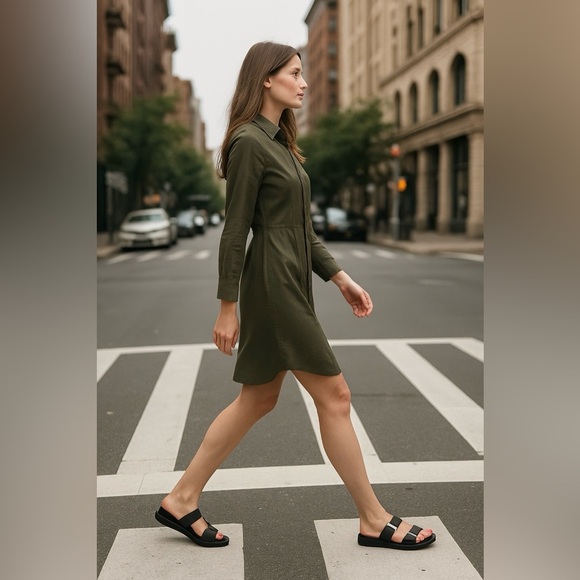 Cole Haan Marisol Footbed Sandals Women’s Size 7B Black Leather Gold Buckle NWT - Picture 2 of 10